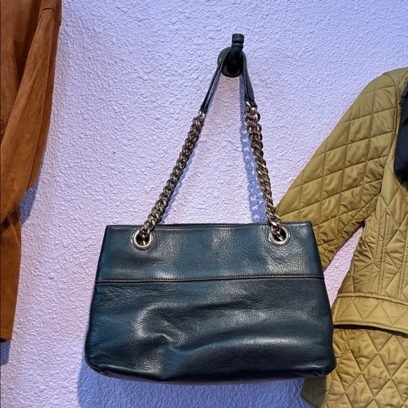 Valentino Black Leather Shoulder Bag with Chain Straps - Picture 4 of 13